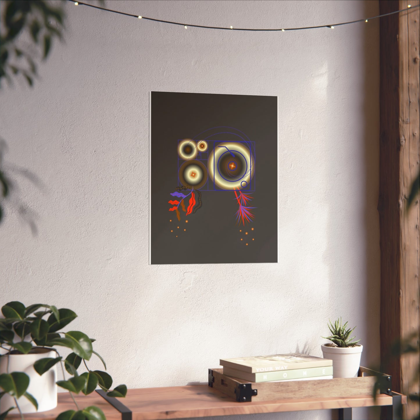 Fibonacci Growth Break (dark color scheme) | Modern Abstract Wall Art Print