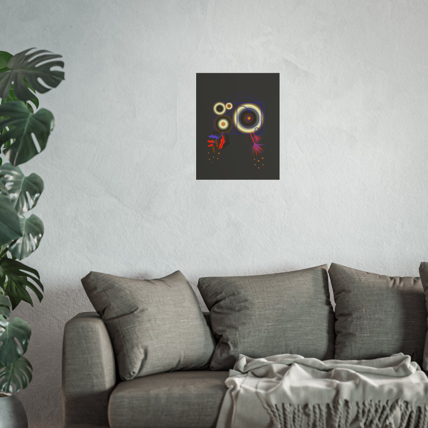 Fibonacci Growth Break (dark color scheme) | Modern Abstract Wall Art Print