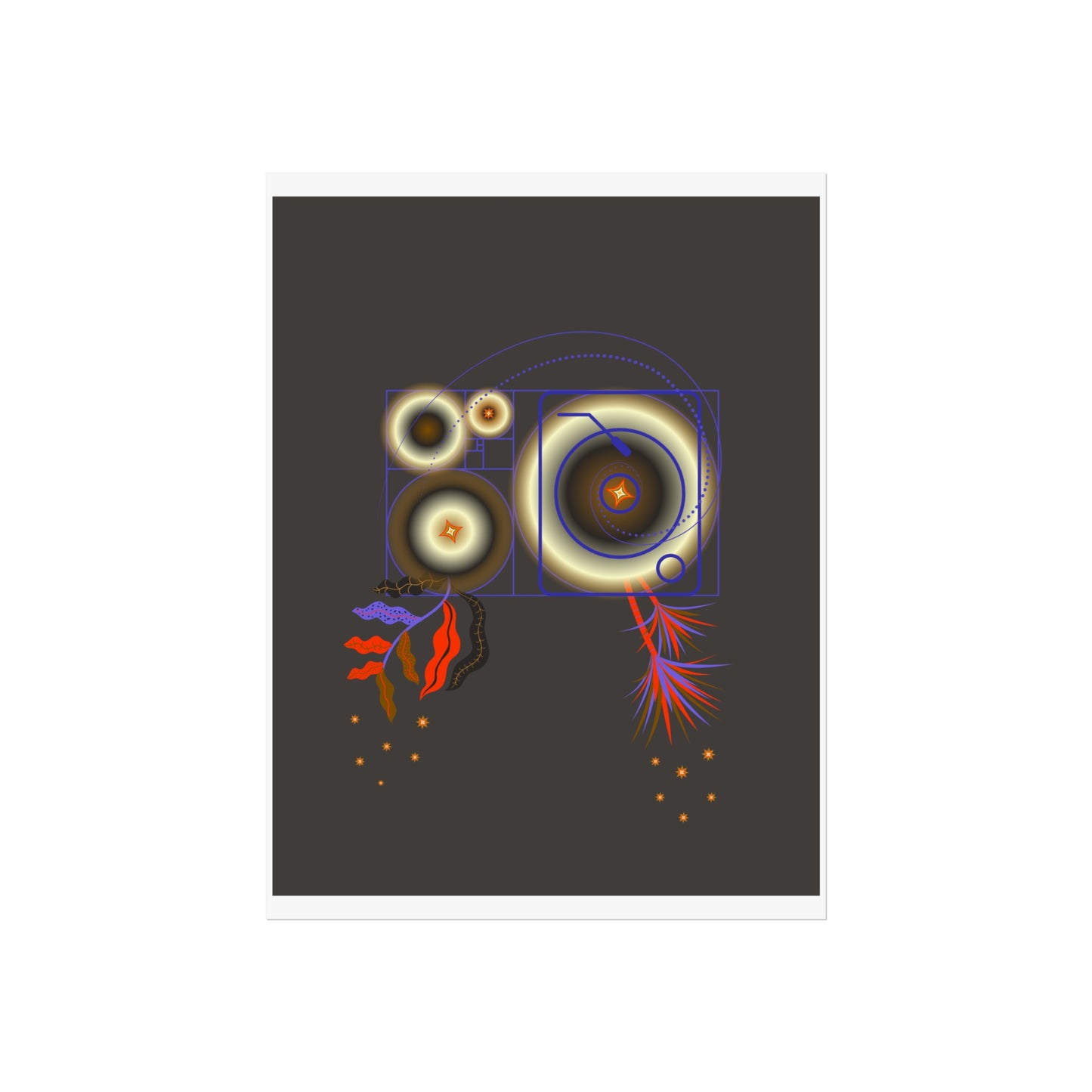 Fibonacci Growth Break (dark color scheme) | Modern Abstract Wall Art Print
