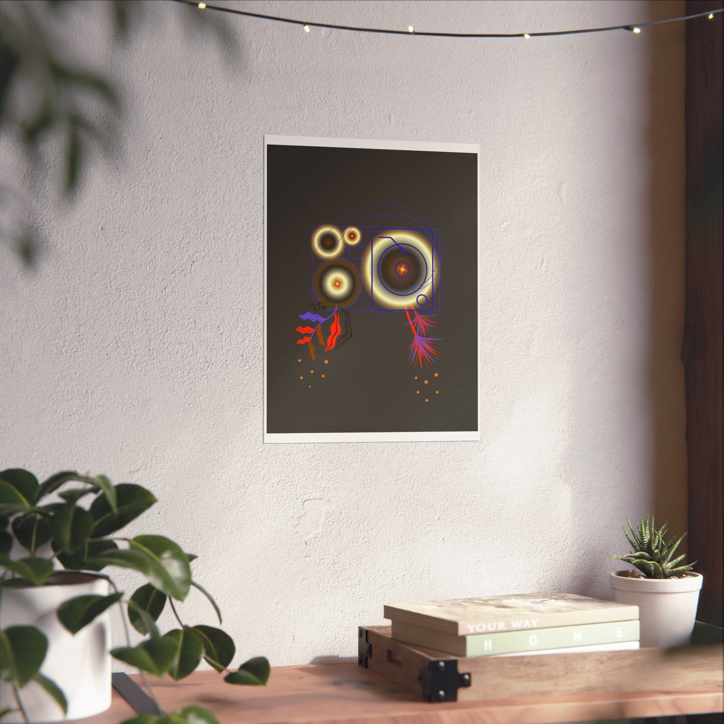 Fibonacci Growth Break (dark color scheme) | Modern Abstract Wall Art Print