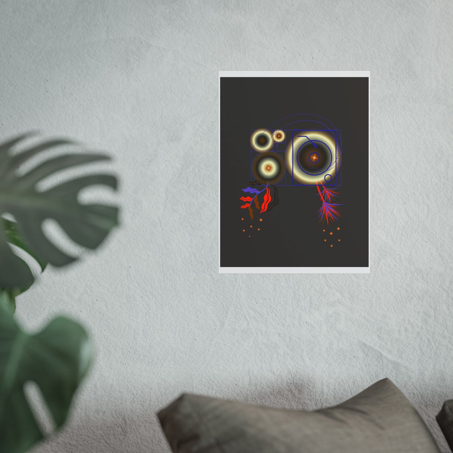 Fibonacci Growth Break (dark color scheme) | Modern Abstract Wall Art Print